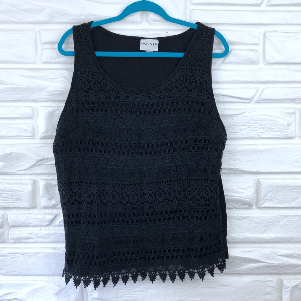 2XL Ava & Viv crochet black sleeveless top